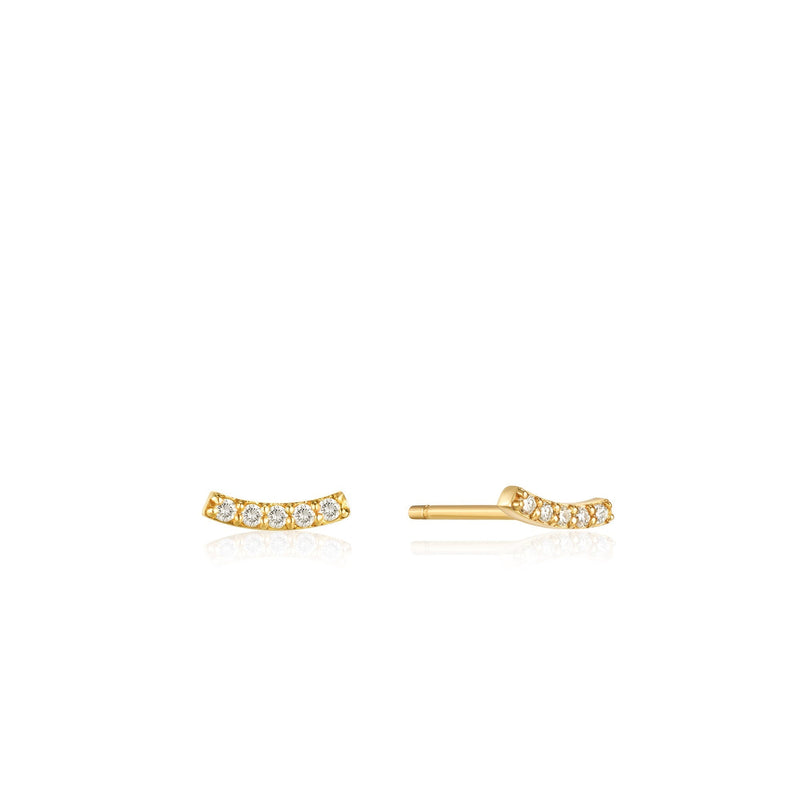 Ania Haie 14ct Gold Magma Diamond Curve Stud Earrings