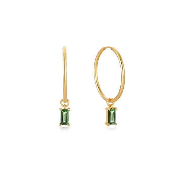Ania Haie 14ct Gold Tourmaline Drop Mini Hoop Earrings