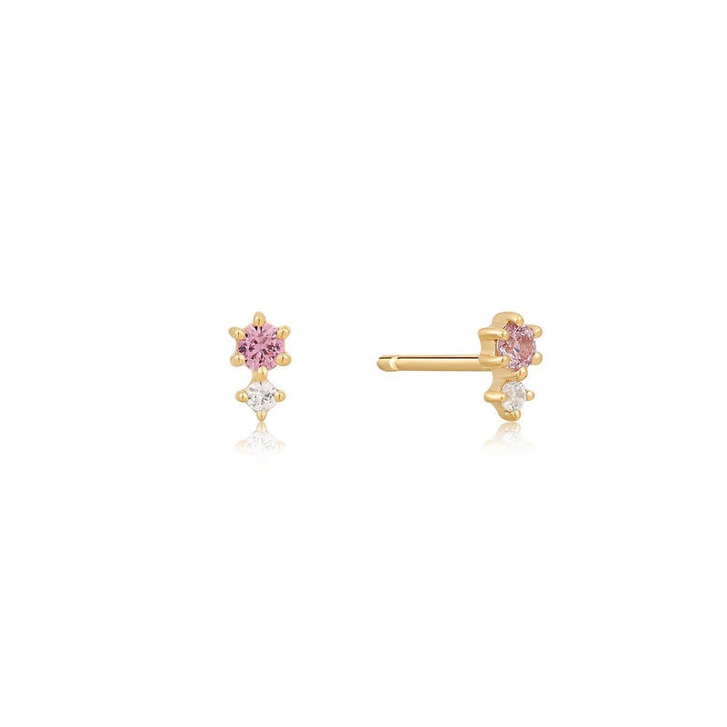 Ania Haie 14ct Gold White and Pink Sapphire Stud Earrings
