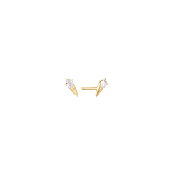 Ania Haie 14ct Gold White Sapphire Spike Stud Earrings