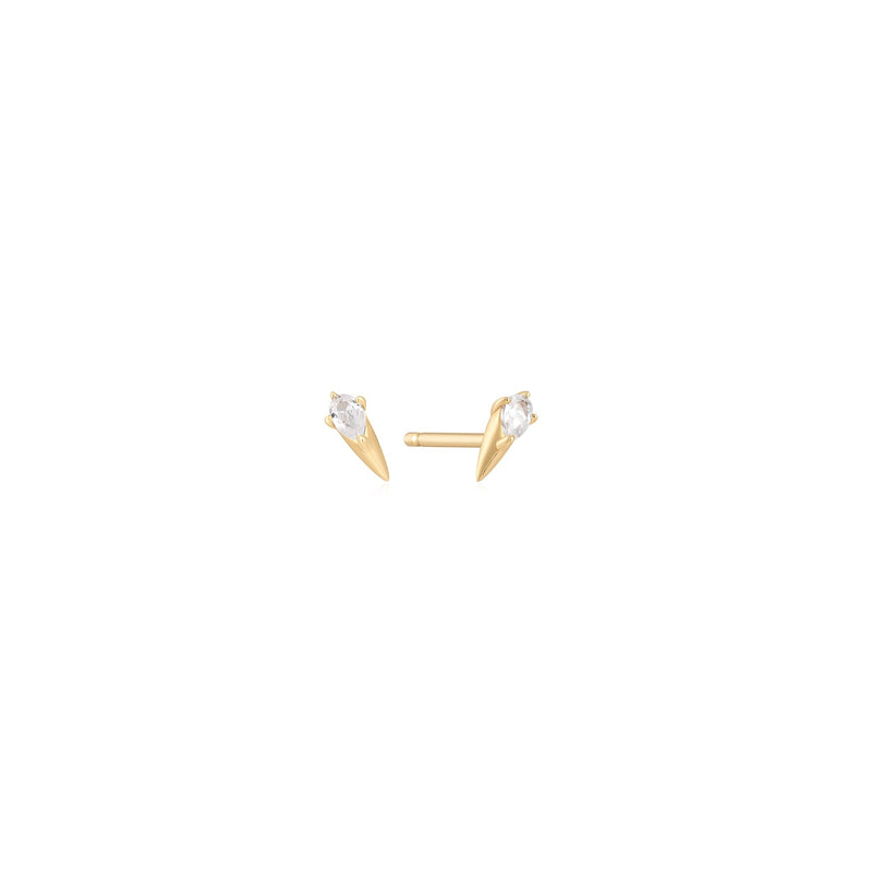 Ania Haie 14ct Gold White Sapphire Spike Stud Earrings