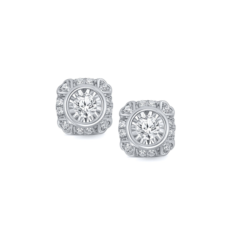 9ct White Gold 0.25ct+ Diamond Stud Earrings