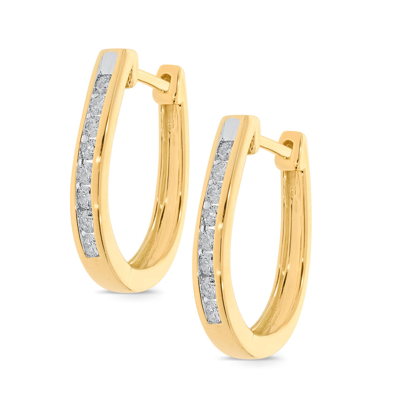 9ct Yellow Gold 0.50ct+ Diamond Huggie Earrings