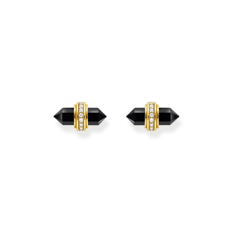 THOMAS SABO Crystal Ear Studs with Onyx Gold