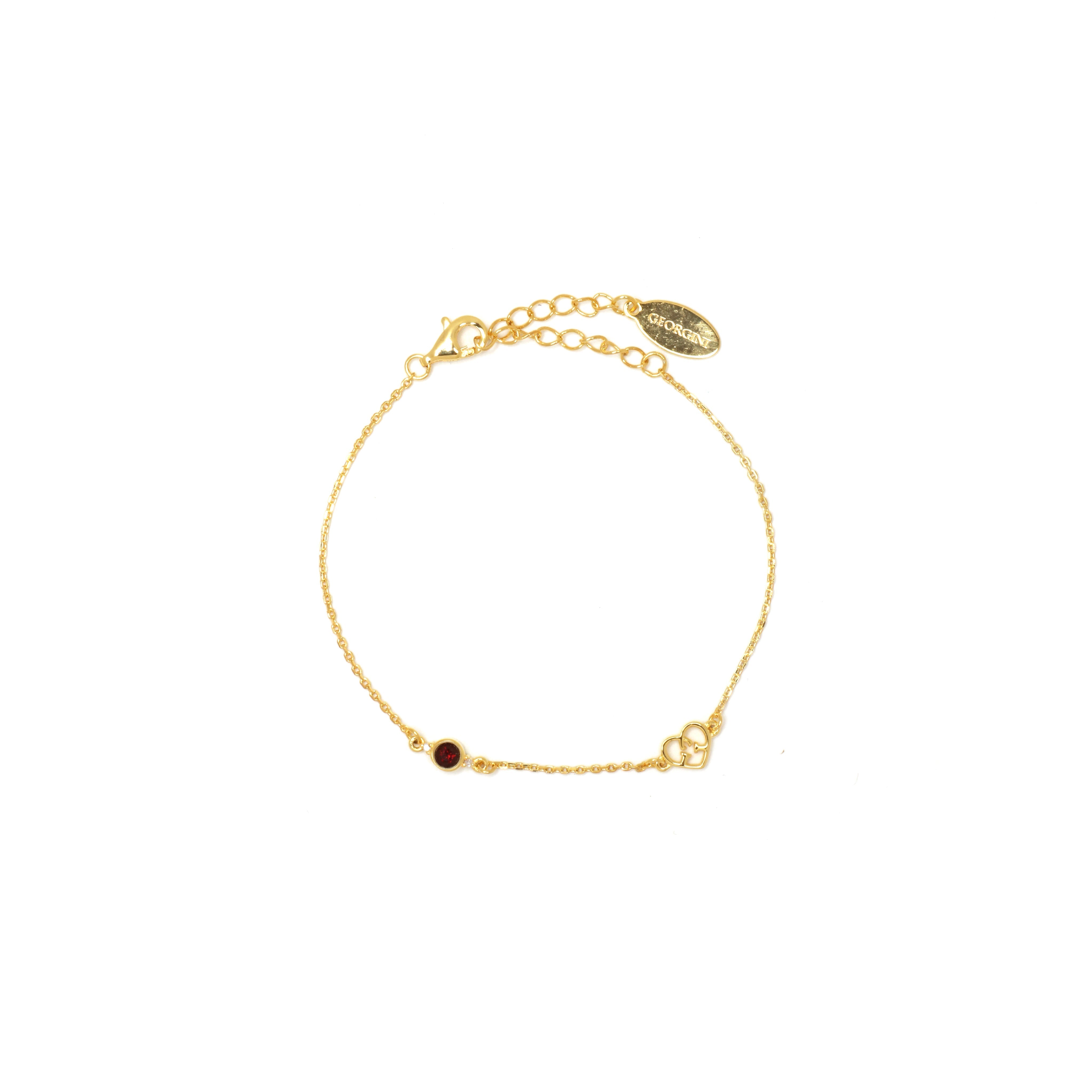 Diamonds by Georgini Natural Garnet and Two Natural Diamond January Bracelet Gold
