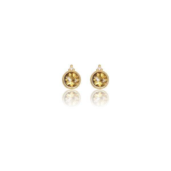 Diamonds by Georgini Natural Citrine and Two Natural Diamond November Earrings Gold