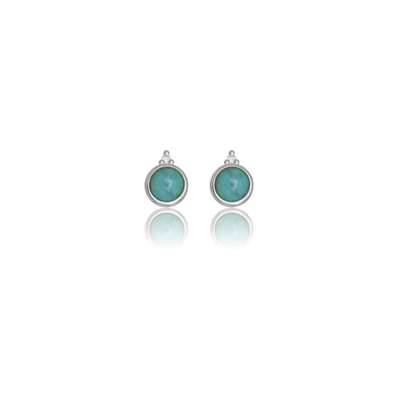 Diamonds by Georgini Natural Turquoise and Two Natural Diamond December Earrings Silver