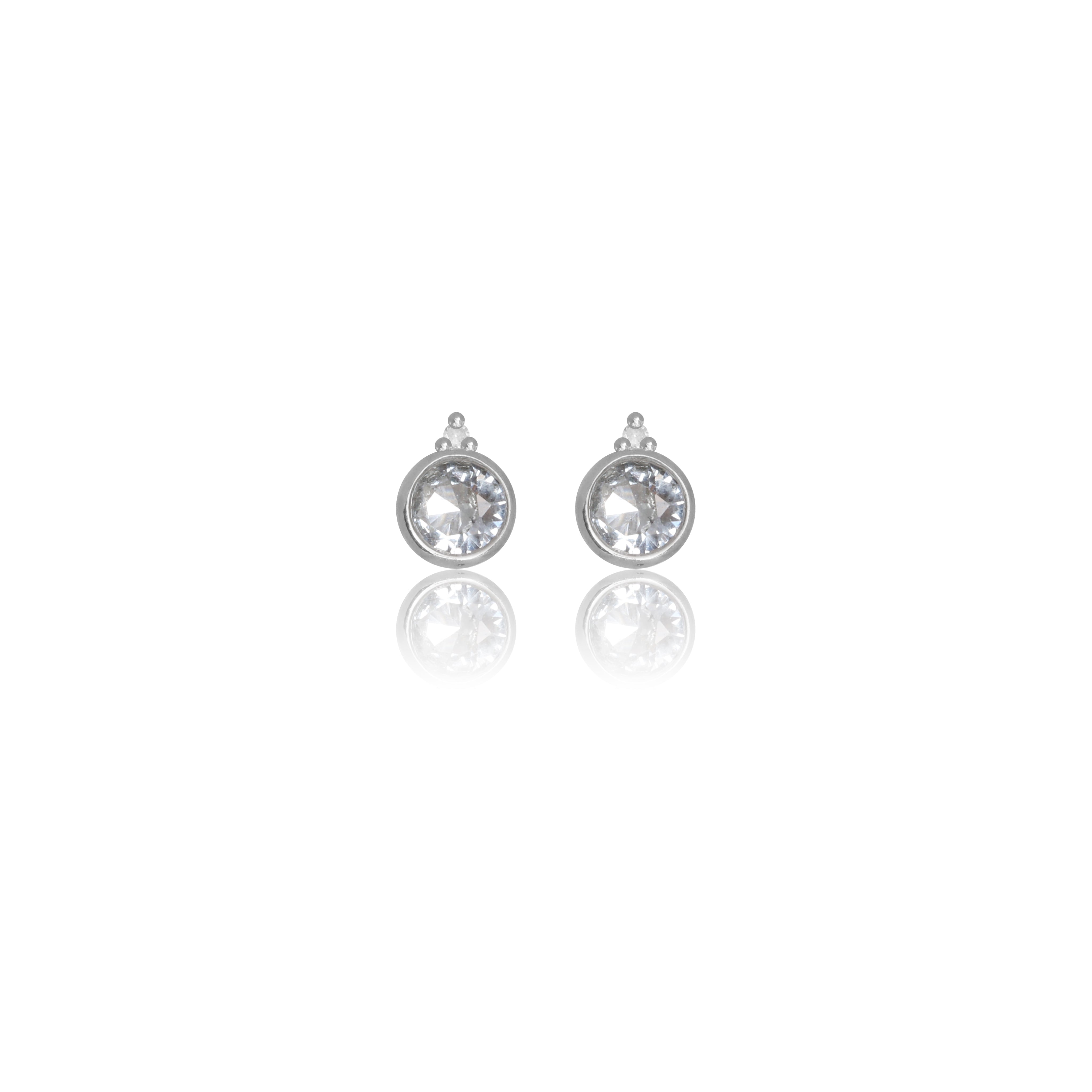 Diamonds by Georgini Natural Aquamarine and Two Natural Diamond March Earrings Silver
