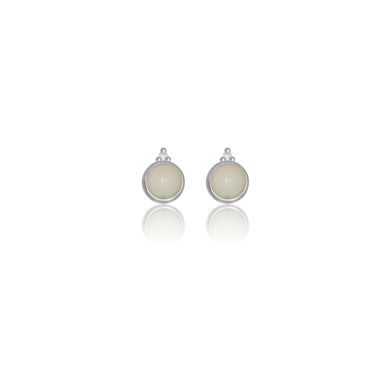 Diamonds by Georgini Natural Opal and Two Natural Diamond October Earrings Silver