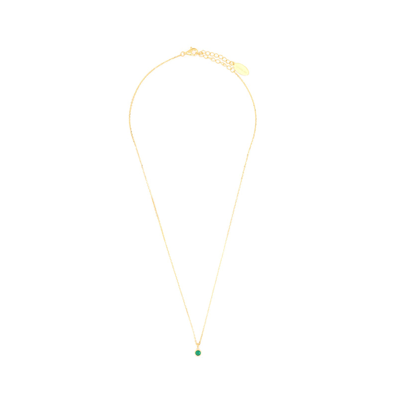 Diamonds by Georgini Natural Green Agate and Diamond May Pendant Gold