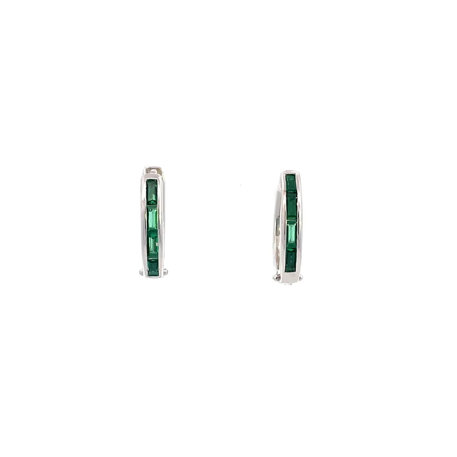 Georgini Gifts Baguette Hoop Silver and Green