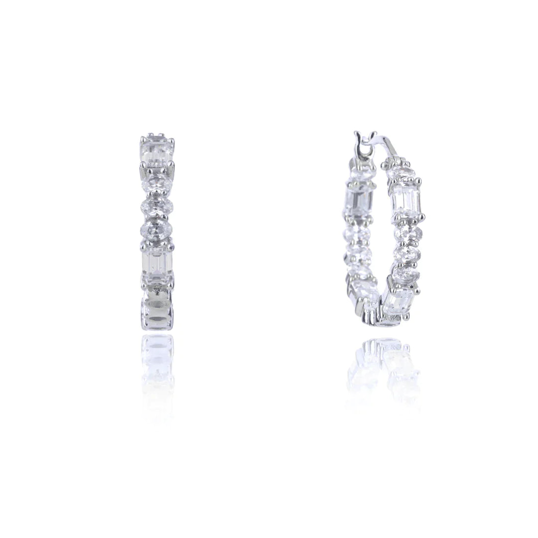Georgini Gifts Baguette Inside Out Earrings Silver Small