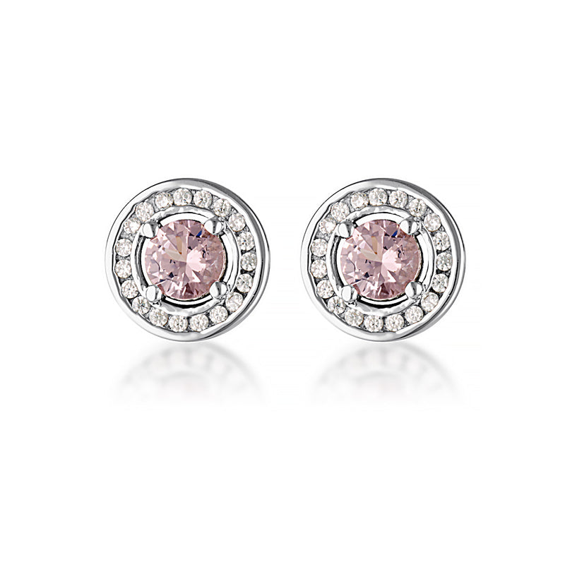 Georgini Milestone Morgnaite Halo Earrings in Silver