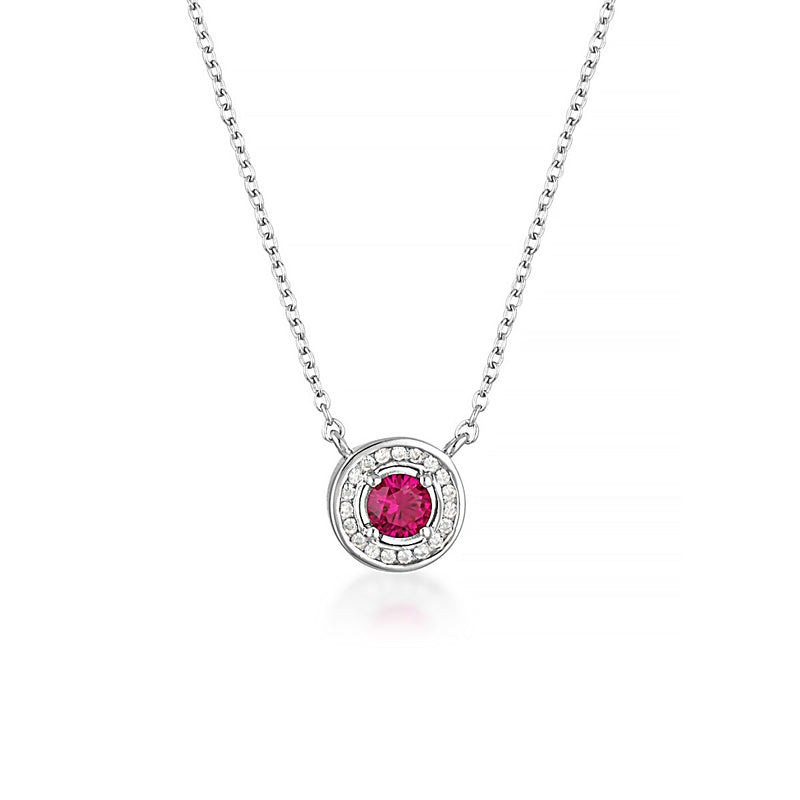 Georgini Milestone Ruby Halo Pendant in Silver