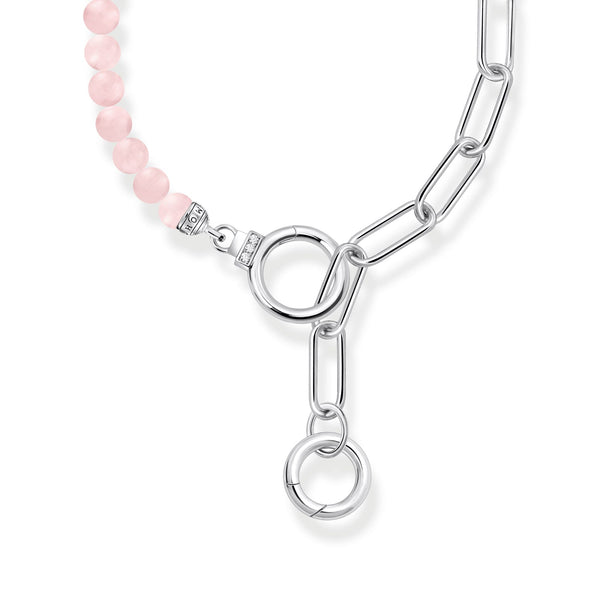 THOMAS SABO Link Necklace with Rose Quartz Beads Silver