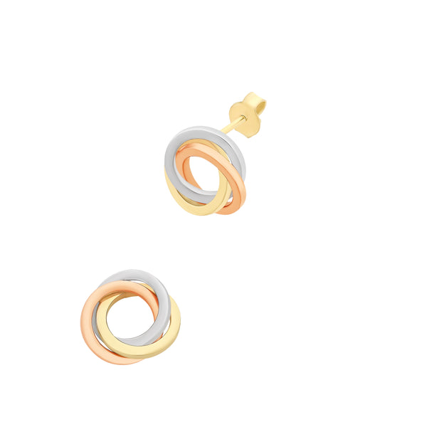 9ct Gold Tri Tone Silver Filled Stud Earrings