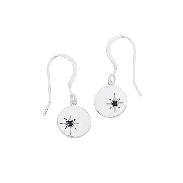 Sterling Silver Black Diamond Set Earrings
