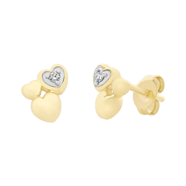9ct Gold Heart Earrings set with Diamonds
