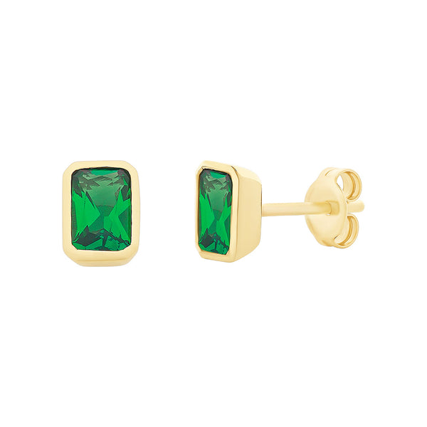 9ct Gold Created Emerald Studs