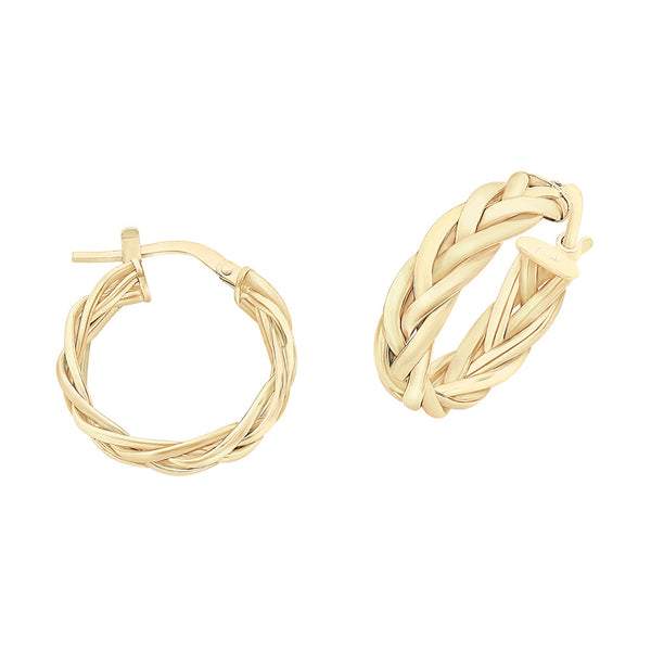 9ct Gold Silver Filled "Plaited" Hoop Earrings