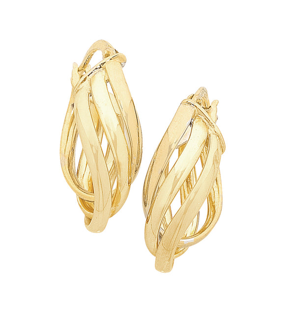 9ct Gold Silver Filled "Wave" Hoop Earrings