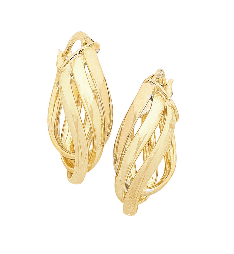 9ct Gold Silver Filled "Wave" Hoop Earrings