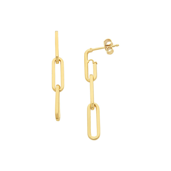 9ct Gold Silver Filled Paperclip Link Drop Earrings