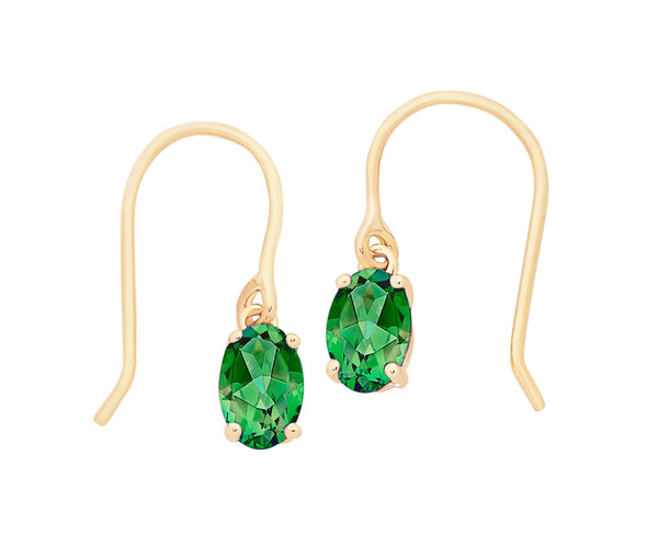 9ct Gold Created Emerald Drop Earrings