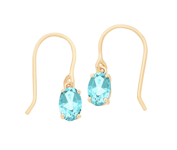 9ct Gold Blue Topaz Drop Earrings
