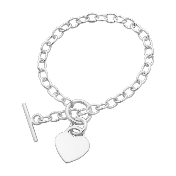Sterling Silver T-Bar Heart Bracelet