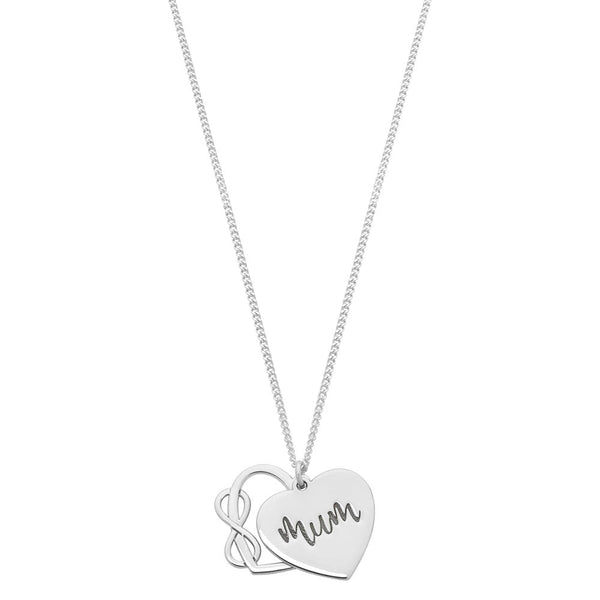 Sterling Silver Infinity Heart Overlay Mum Necklace