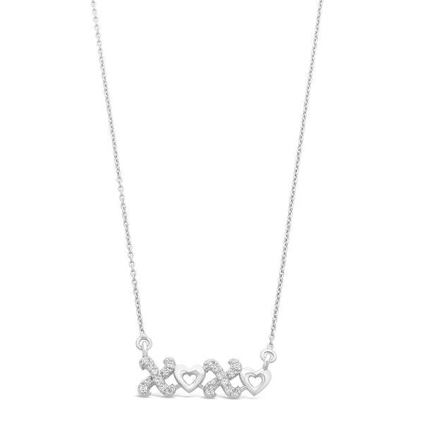 Sterling Silver Cubic Zirconia 'Xoxo' Necklace