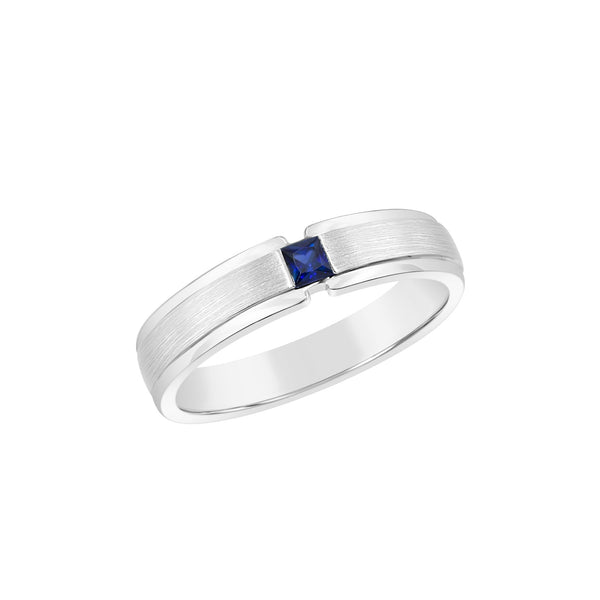 Sterling Silver Natural Blue Sapphire Gents Ring