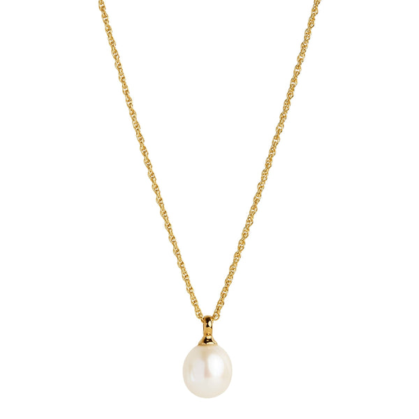 Dew Drop Yellow Gold Pearl Necklace (45cm)