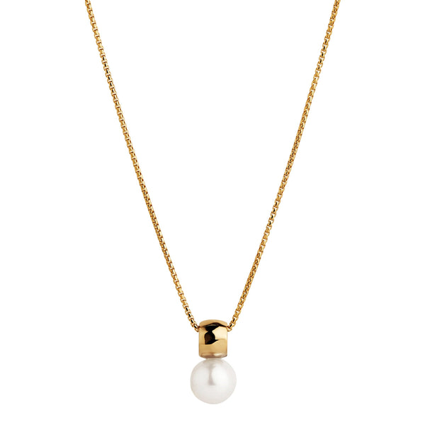 Idyll Yellow Gold Pearl Necklace (45cm+ext)