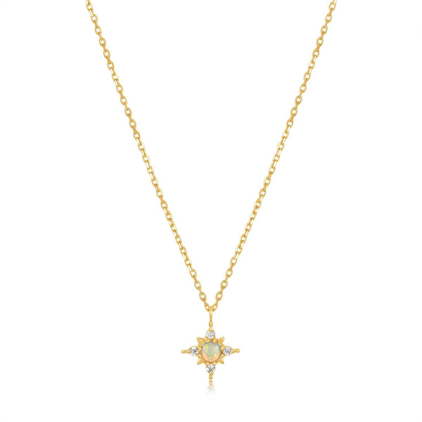 Ania Haie 14ct Gold Opal and White Sapphire Star Necklace