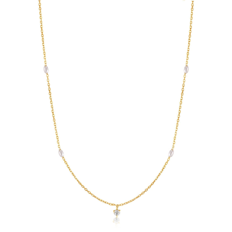 Ania Haie 14ct Gold Pearl and White Sapphire Necklace