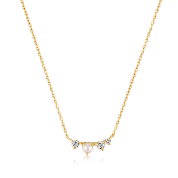 Ania Haie 14ct Gold Pearl and White Sapphire Radiance Necklace