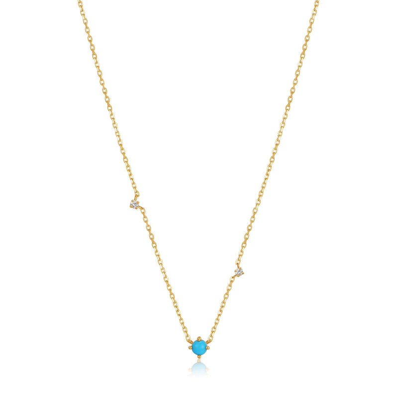 Ania Haie 14ct Gold Turquoise and White Sapphire Necklace