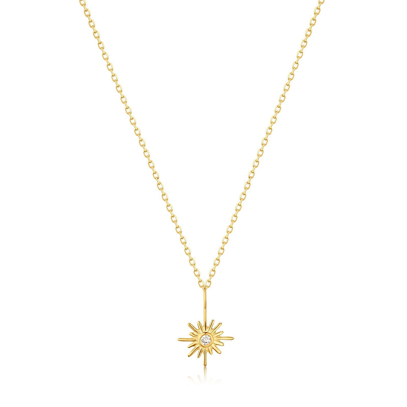 Ania Haie 14ct Gold Sunburst Natural Diamond Necklace