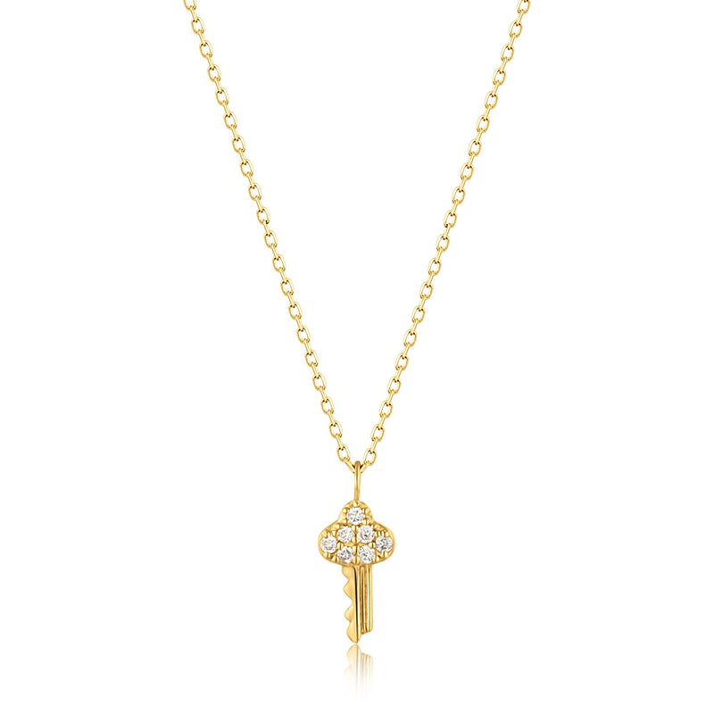 Ania Haie 14ct Gold Natural Diamond Key Necklace