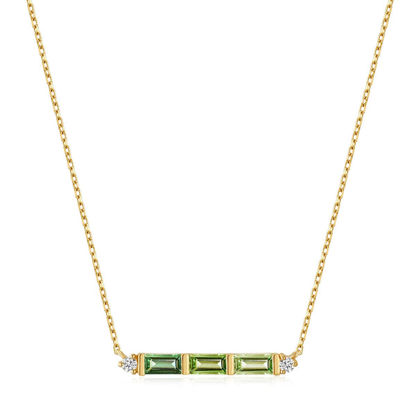 Ania Haie 14ct Gold Tourmaline and White Sapphire Bar Necklace