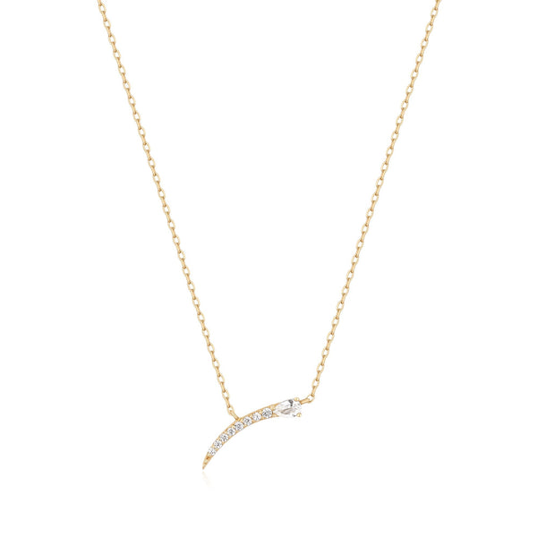 Ania Haie 14ct Gold White Sapphire Bar Pendant Necklace