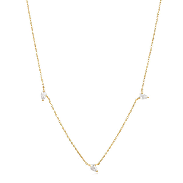 Ania Haie 14ct Gold White Sapphire Drop Necklace