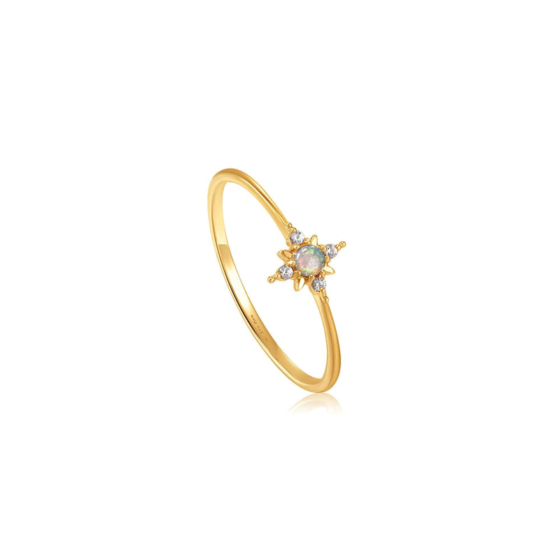 Ania Haie 14ct Gold Opal and White Sapphire Star Ring