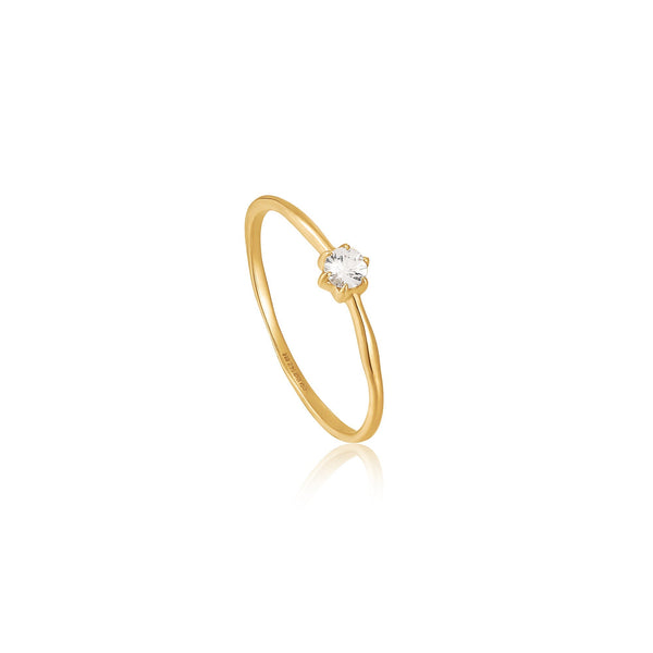 Ania Haie 14ct Gold White Sapphire Band Ring