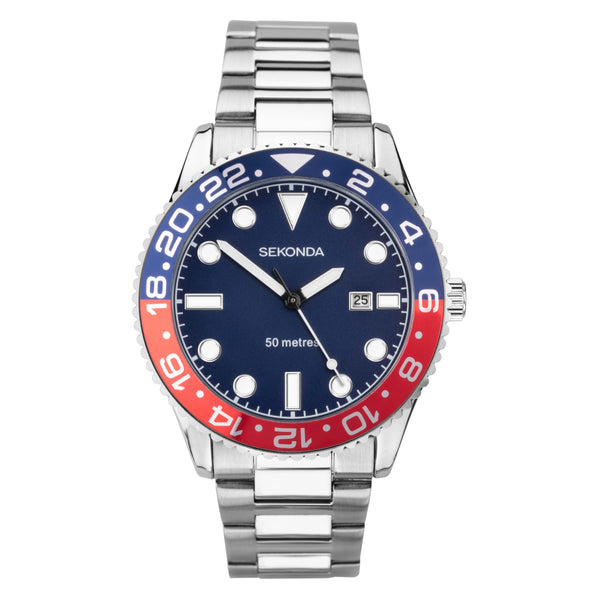 Sekonda Ocean Silver & Blue Watch - SK30196