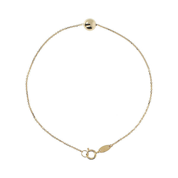 9ct Yellow Gold Single Ball Necklace 19cm