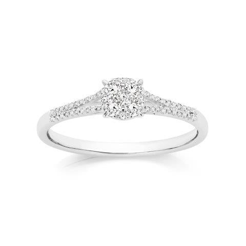 9ct Yellow Gold 0.30ct Diamond Halo Ring