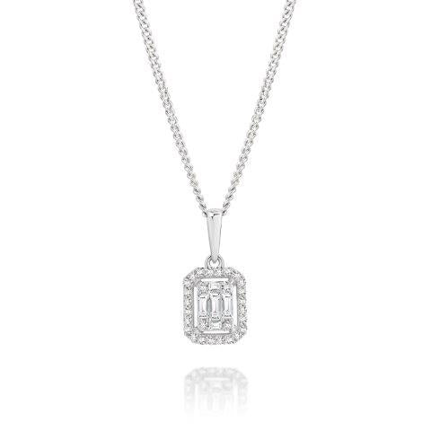 9ct White Gold 0.18ct Diamond Pendant 